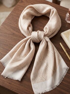 Elegant Geometric Neutral Lightweight Scarf Boho Office Neutral Bag accessory